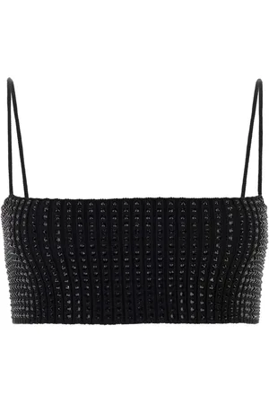 Alexander Wang Tops, Dames, Zwart, M, Nylon, Versierde Stretch Crop Top