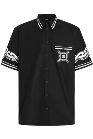Dolce & Gabbana Overhemden, Heren, Zwart, L, Gedrukt overhemd met knoopsluiting