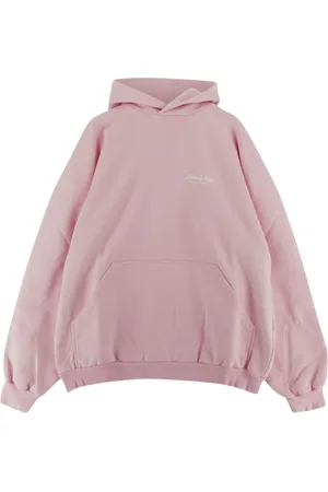 Balenciaga Sweatshirts & Hoodies, Dames, Roze, M, Katoen, Katoenen Logo Hoodie