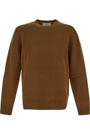Seven Gauge Truien, Heren, Bruin, M, Wol, Wollen Crewneck Sweater
