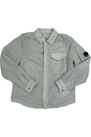 C.P. Company Jassen, Heren, Grijs, S, Katoen, Grijze Shirt met Rits en Drukknopen