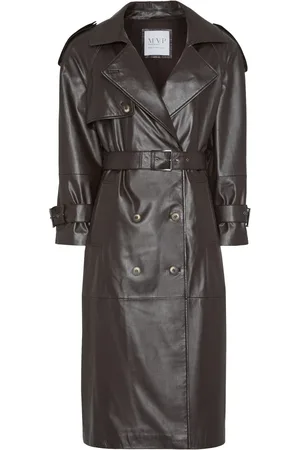 MVP Wardrobe Mantels, Dames, Bruin, XS, Leer, Spirit Trench