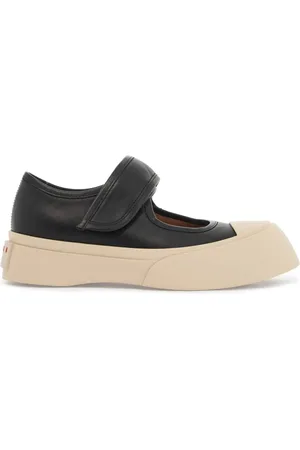 Marni Schoenen, Dames, Zwart, 39 EU, Leer, Chunky Platform Leren Mary Jane Sneakers