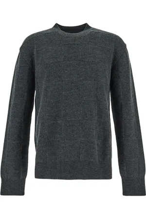 UMA WANG Truien, Heren, Grijs, L, Wol, Gebreide Longsleeve Top in Gemengde Wol