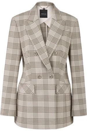 Marc Cain Jassen, Dames, Groen, S, Wol, Blazer met glanzend ruitpatroon