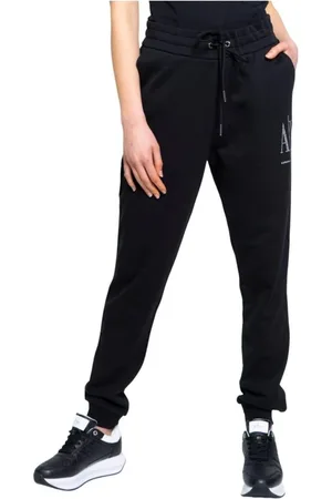 Armani Exchange Broeken, Dames, Zwart, XS, Katoen, Katoenen Sportbroek Collectie Lente/Zomer