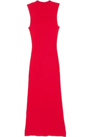 ROTATE Kleedjes, Dames, Rood, S, Polyester, Rode Gebreide Midi Jurk