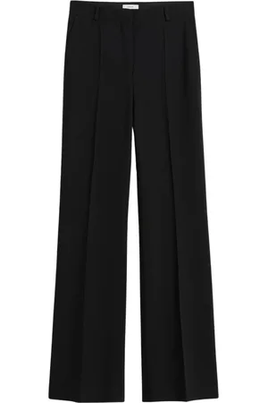 Totême Broeken, Dames, Zwart, L, Wol, Stijlvolle Flared Broek