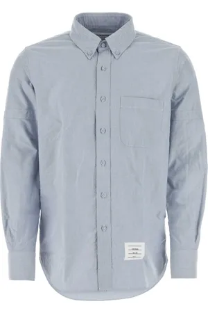 Thom Browne Overhemden, Heren, Blauw, L, Katoen, Cerulean Oxford Overhemd
