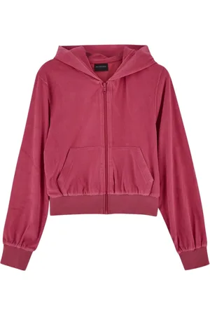 Balenciaga Sweatshirts & Hoodies, Dames, Roze, M, Katoen, Katoenen Zip Hoodie