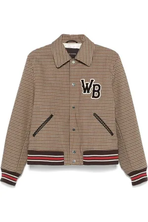 WALES BONNER Jassen, Heren, Bruin, L, Katoen, Geruite Katoenen Varsity Jack Beige Bruin
