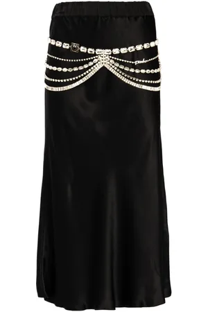 Pinko Rokken, Dames, Zwart, S, Raso Rok met Bijoux Versieringen