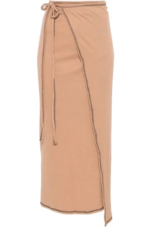 Baserange Rokken, Dames, Bruin, S, Katoen, Geribbelde Midi Rok Bruin/Neutraal