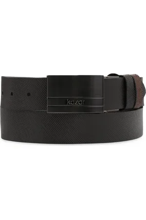 Kazar Accessoires, Dames, Zwart, 90 CM, Leer, Dubbelzijdige riem met reliëf gestreept patroon