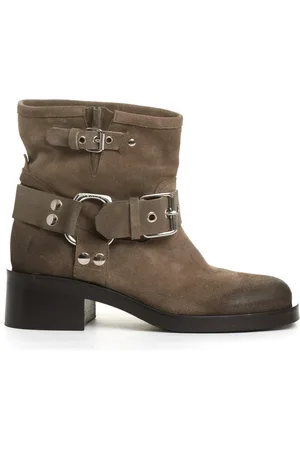 Strategia Schoenen, Dames, , 36 EU, Leer, Biker Suede Enkellaarzen