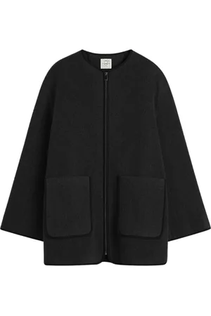 Totême Jassen, Dames, Zwart, L, Wol, Wollen jas met Chic Design
