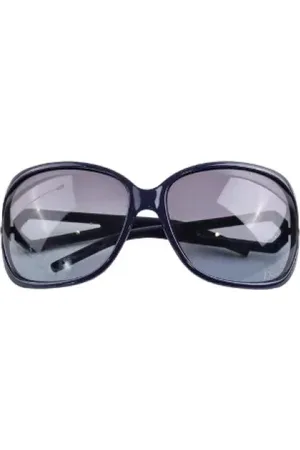 Dior Pre-owned, Dames, Blauw, ONE Size, Tweed, Pre-owned Plastic sunglasses