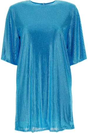 GIUSEPPE DI MORABITO Kleedjes, Dames, Blauw, S, Mesh Versierde T-Shirt Jurk
