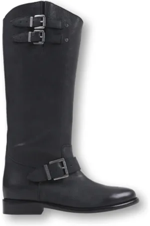 Bronx Schoenen, Dames, Zwart, 40 EU, Leer, Nubuck Gesp Laarzen