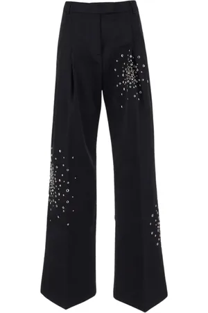 Des Phemmes Broeken, Dames, Zwart, XS, Polyester, Zwarte Wijde Pijp Broek van Polyester
