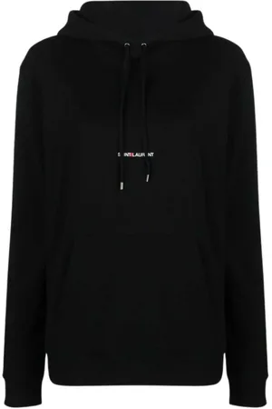 Saint Laurent Sweatshirts & Hoodies, Dames, Zwart, L, Katoen, Rive Gauche Hoodie met Logo