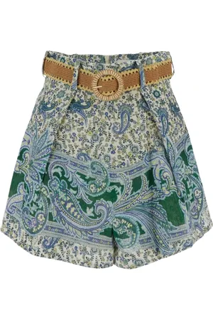 ZIMMERMANN Korte broeken, Dames, Veelkleurig, S, Linnen, Linnen Tuck Short