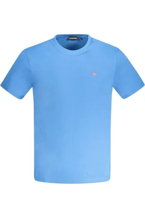Napapijri Tops, Heren, Blauw, L, Katoen, Blauw Katoenen T-Shirt | Sku: Na-33203-S