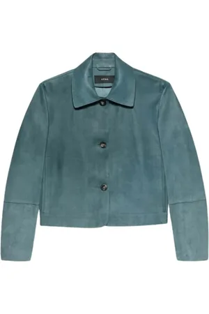 arma leder Jassen, Dames, Blauw, S, Suède, Blauwe Suède Knoopjas