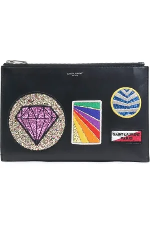 Saint Laurent Pre-owned, Dames, Zwart, ONE Size, Pre-owned Leather clutches