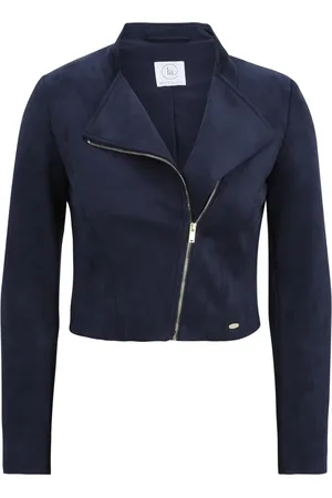 Betty & Co Jassen, Dames, Blauw, L, Bikerjack met opstaande kraag
