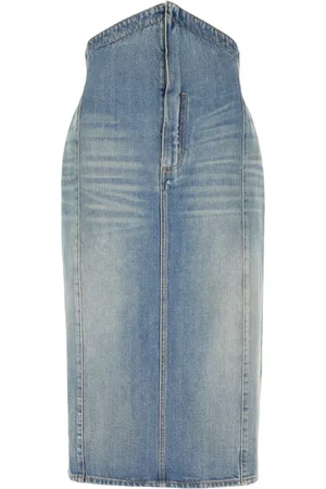 Alexander McQueen Rokken, Dames, Blauw, S, Katoen, Elegante Gonne Jurk voor Vrouwen