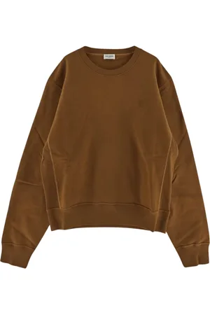 Saint Laurent Sweatshirts & Hoodies, Heren, Oranje, M, Katoen, Katoenen Logo Sweatshirt