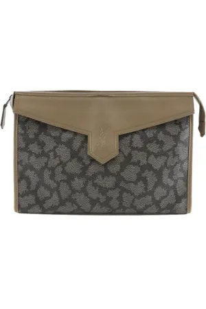 Saint Laurent Pre-owned, Dames, Bruin, ONE Size, Leer, Pre-owned Leather clutches