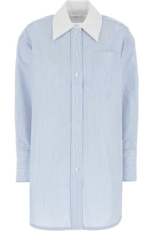 CO Blouses & Shirts, Dames, Blauw, S, Geborduurde Oversized Poplin Shirt