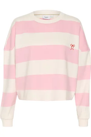 Saint Tropez Tops, Dames, Roze, M, Katoen, Roze Nectar Sweatshirt met Geborduurd Detail