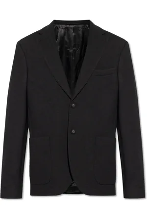 OFFICINE GENERALE Jassen, Heren, Zwart, L, Wol, Blazer met wollen afwerking