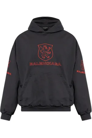 Balenciaga Sweatshirts & Hoodies, Heren, Zwart, L, Katoen, Sweatshirt met gekreukeld effect
