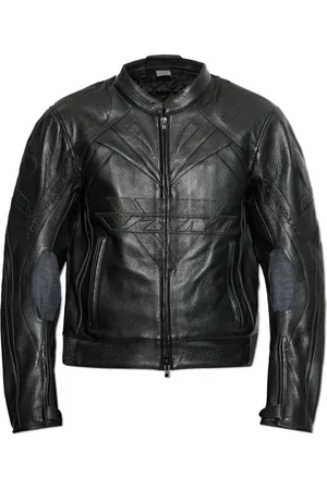 Vetements Jassen, Heren, Zwart, M, Leer, Leren jas