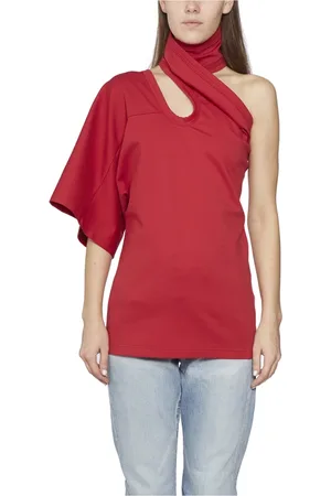 AMBUSH Blouses & Shirts, Dames, Rood, S, Katoen, Katoenen One-Shoulder Top