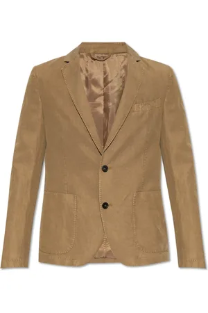 OFFICINE GENERALE Jassen, Heren, Bruin, M, Linnen, Blazer met linnen afwerking