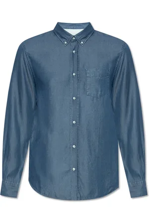 OFFICINE GENERALE Overhemden, Heren, Blauw, S, Denim, Denim overhemd