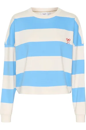 Saint Tropez Tops, Dames, Veelkleurig, M, Katoen, All Aboard Sweatshirt met geborduurd detail