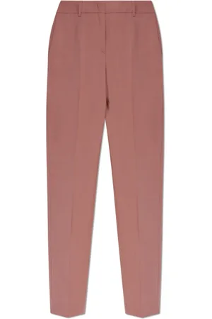 Paul Smith Broeken, Dames, Roze, M, Wol, Wollen broek met plooien