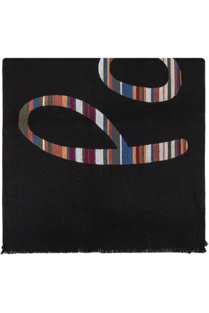 Paul Smith Accessoires, Heren, Zwart, ONE Size, Wol, Wollen Sjaal met Logo