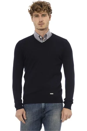 BALDININI Truien, Heren, Blauw, M, Tijdloze V-hals Trui