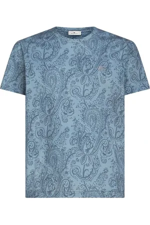 Etro Tops, Heren, Blauw, XL, Katoen, Paisley Jersey Katoenen T-shirt