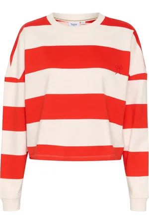 Saint Tropez Tops, Dames, Veelkleurig, S, Katoen, Flame Scarlet Sweatshirt met geborduurd detail