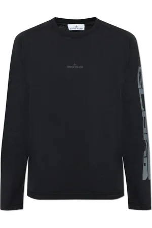 Stone Island Tops, Heren, Zwart, S, Katoen, T-shirt met Logo