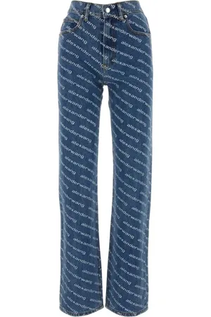 Alexander Wang Jeans, Dames, Blauw, W27, Denim, Stijlvolle bedrukte denim jeans