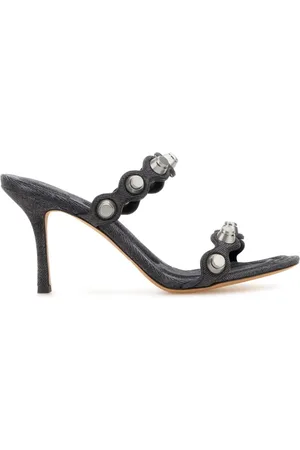 Alexander Wang Schoenen, Dames, Grijs, 36 1/2 EU, Leer, Donkergrijze Leren Riot Muiltjes